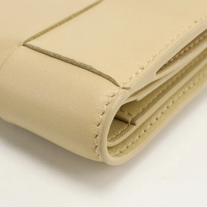 BOTTEGAVENETA Small Bifold Wallet cassette Folded wallet leather beige Women