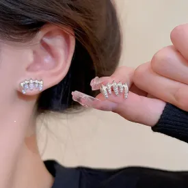 Crystal Punk Gothic Silver Color Claw Shinning Pentagram Piercing Ear Bone Nail Accessories Y2K Earring