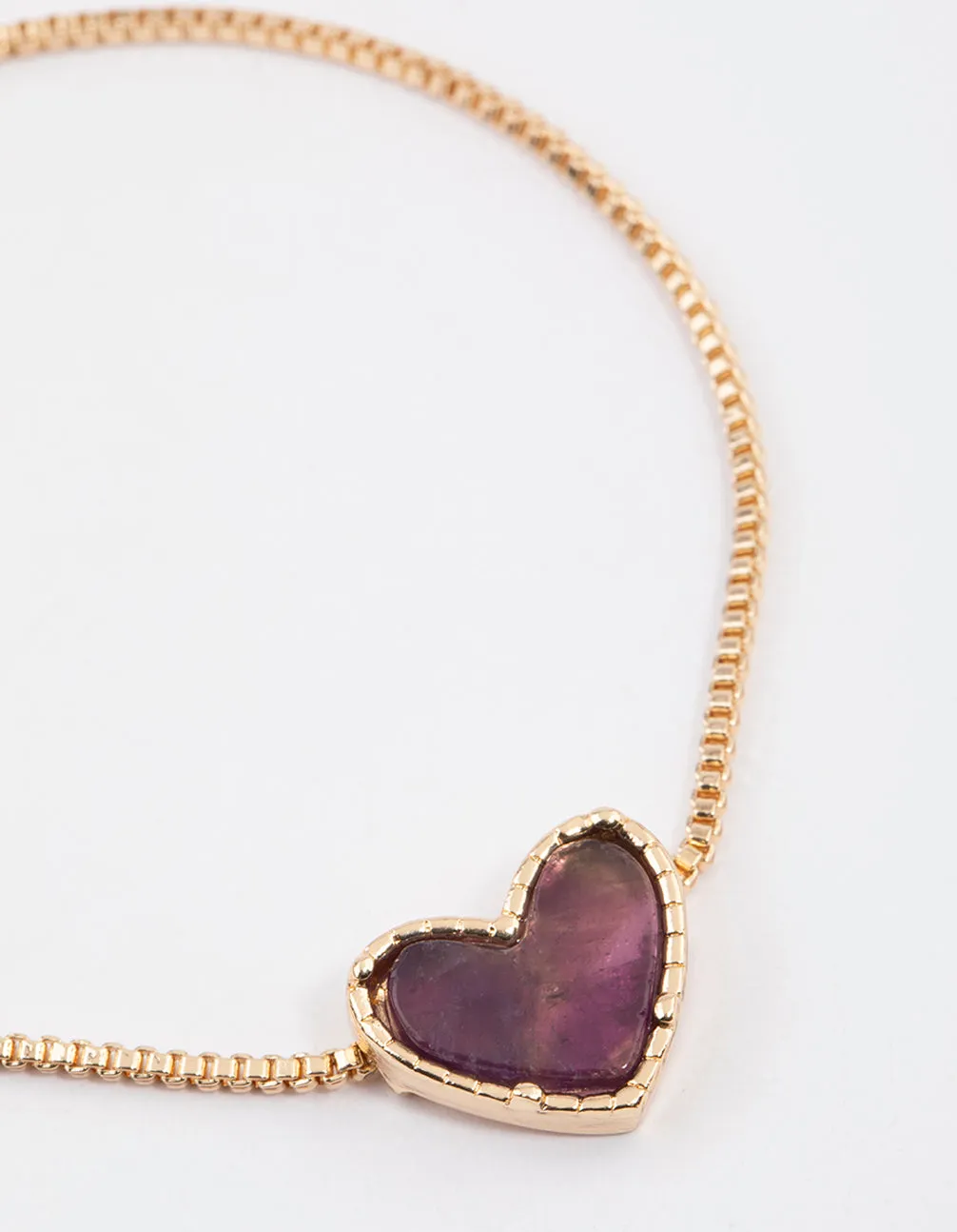 Gold Amethyst Heart Toggle Bracelet