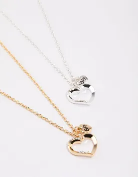 Gold & Silver Open Heart Bestie Necklace Pack