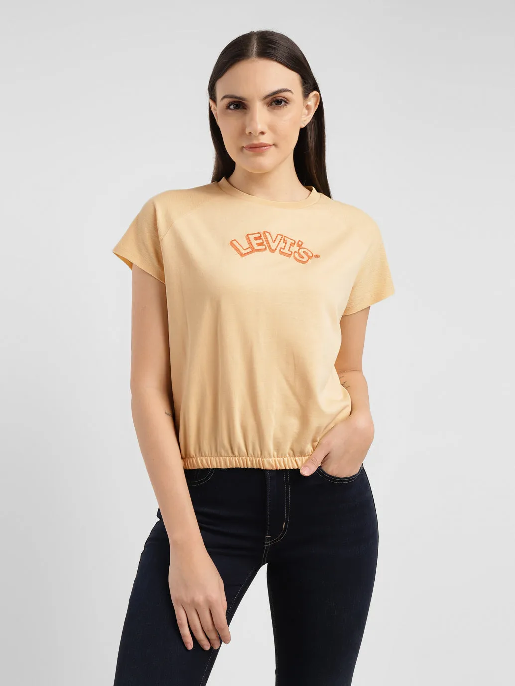 Women's Brand Logo Round Neck Top