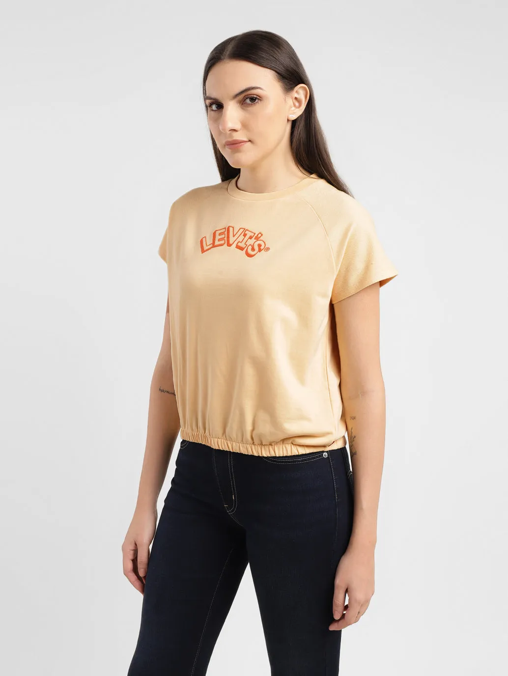 Women's Brand Logo Round Neck Top